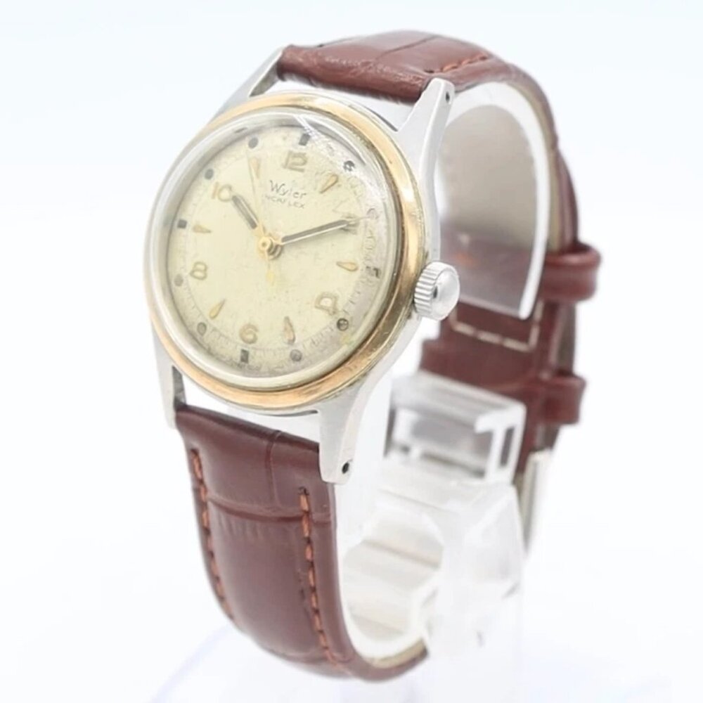 Vintage Wyler 21950 Incaflex Men's Mechanical Wristwatch Swiss Steel & Gold Tone